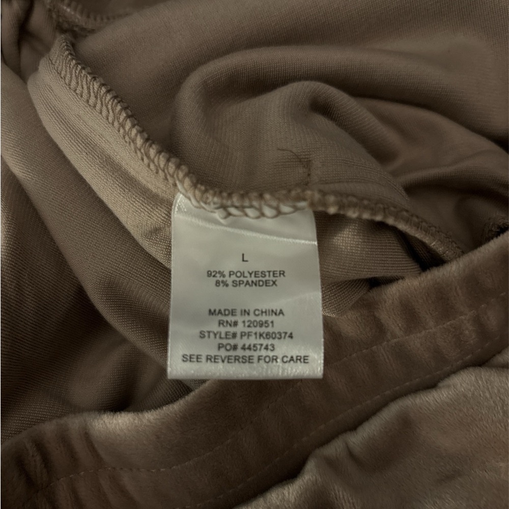 Cozie By Pink Rose Mocha Stone Velour Pants With Pockets - Picture 5 of 5